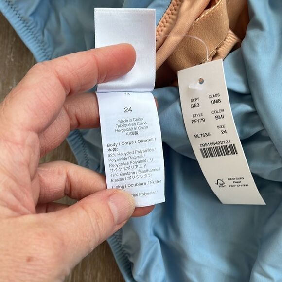 J Crew Swimsuit Size‎ 24 Ruched Square Neck One Piece Blue - Picture 5 of 7